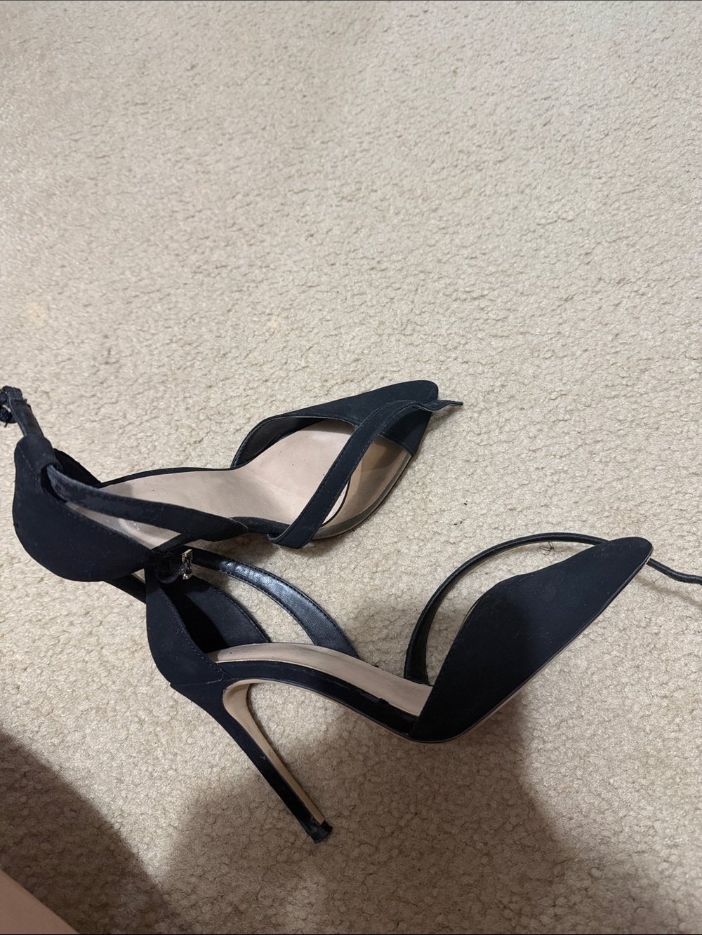Mix No. 6 Black Pointed-Toe Ankle-Strap Stiletto Heels